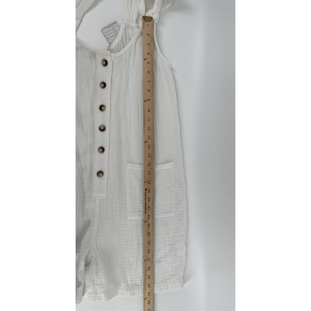 NWT Faherty Dream Cotton Gauze Jamesport Romper Sz S Shoulder Ties Beach $178 - Picture 8 of 8